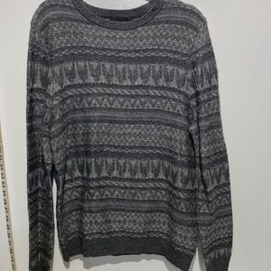 Nordstrom Women's Aztec Print Crewneck Wool Long Sleeves Sweater Gray Size M
